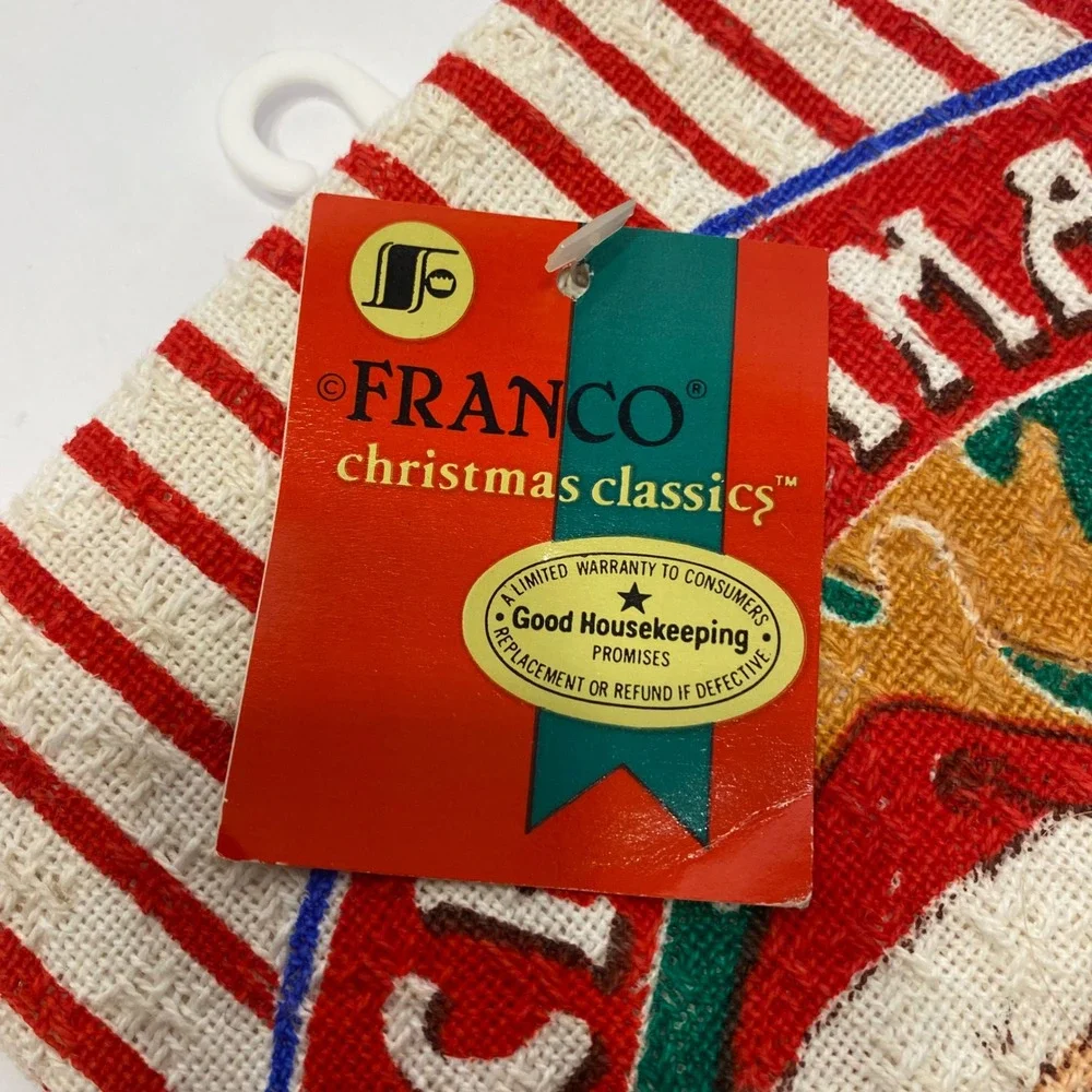 Franco Kitchen Towel  Red NEW Vintage Santa Reindeer Christmas 2pk
